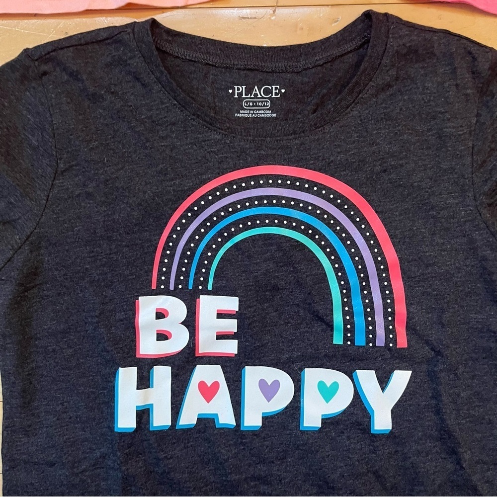 Lot of 3 The Children's Place Girls Graphic Tees NWT, Size L 10/12 Kind Smile - Picture 2 of 5